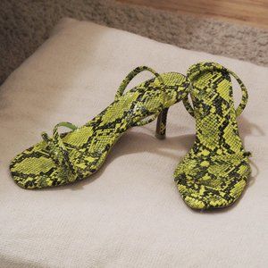 Zara yellow snake strap kitten sandals - size 8